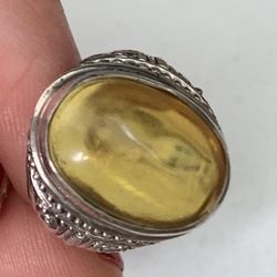 Light Baltic Amber Ring And Sterling Size 6