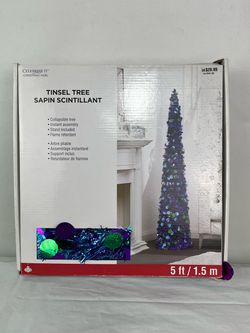 Celebrate It 5ft Tinsel Christmas Trees - Set of 2 (Blue/Purple) pop-up Christmas tree