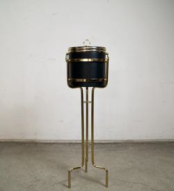 Vintage Hollywood Regency Brass Champagne Ice Bucket & Stand 
