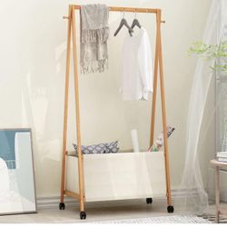 Bamboo Garment Rack Plant Stand Storage Laundry