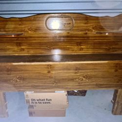 1980 Era Vintage solid Wood Headboard, Nightstand, Dresser w/mirror (Great for refurbish) - Heavy