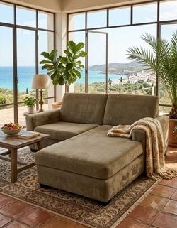 Olive Green L-shaped Sofa Delivery