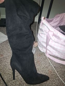Jessica Simpson Black Suede Slouchy Stiletto Boots - Size 7