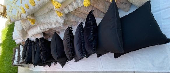 Black Decorative Throw Pillows Set -| 14