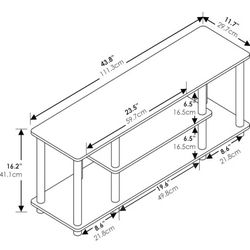 Furinno Turn-N-Tube No Tools 3D 3-Tier Entertainment TV Stand up to 50 inch TV NEW, Round Tubes, Columbia Walnut/Black