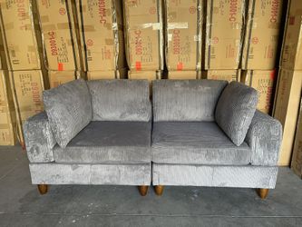 New Gray Corduroy Love Seat