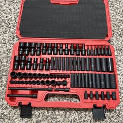 86 Piece Master 1/4 Socket Set Swivel Metric SAE Extensions Torx