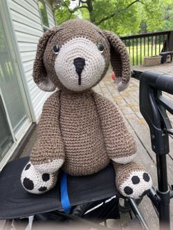 Crocheted dog plush toy