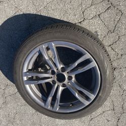 1 Only - 255/40r18 5x4.72 5x120 Bmw 335 340 435 Wheel Rim Good 90% Treads Tire!!