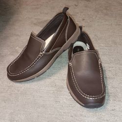Like New Brown Hush Puppies School Moccasin TS Field Casual Shoes Boys 5½