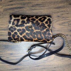 Michael Kors Leopard-Print Calf Hair Crossbody Bag Purse Handbag