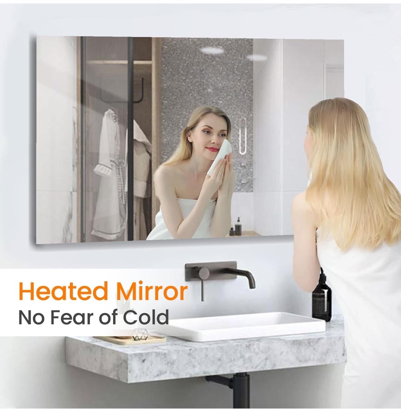 Space Heater for Bathroom Use 600W, Infrared Heating Mirror