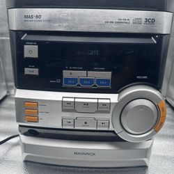 Magnavox MAS-80 Mini Hi-Fi Stereo System 3 Disc CD Player - TESTED - No Remote