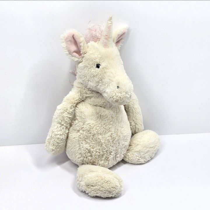 Jellycat London Bashful Unicorn 12" Stuffed Animal Toy Plush White Pink Lovey