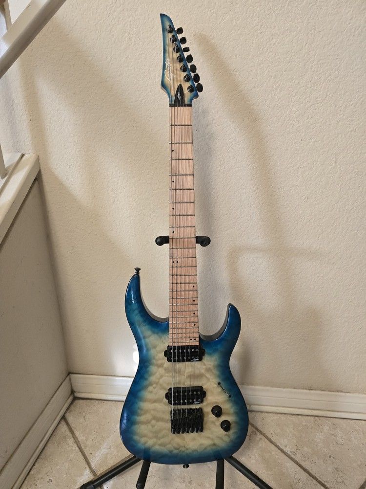 7 string aqua blue/beige green Legator Ninja electric guitar