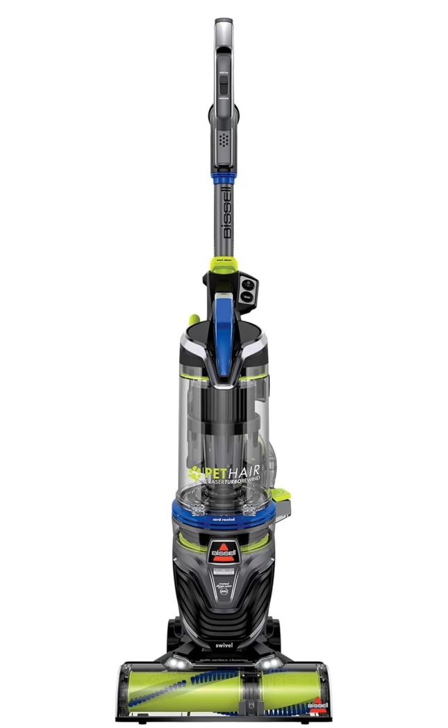 Bissell Pet Hair Eraser Turbo Rewind Vacuum, Lightweight, Automatic Cord Rewind, Tangle-Free Brush Roll, Headlights, Powerful Pet Hair Pickup, SmartSe