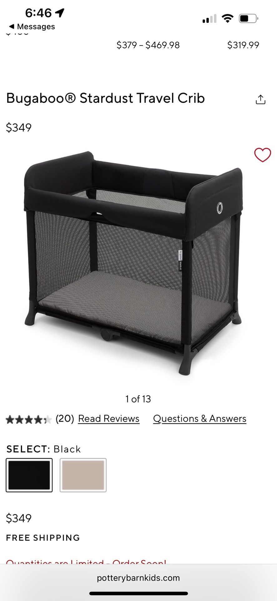 Bugaboo Stardust Travel Crib - Pottery Barn Pack And Play