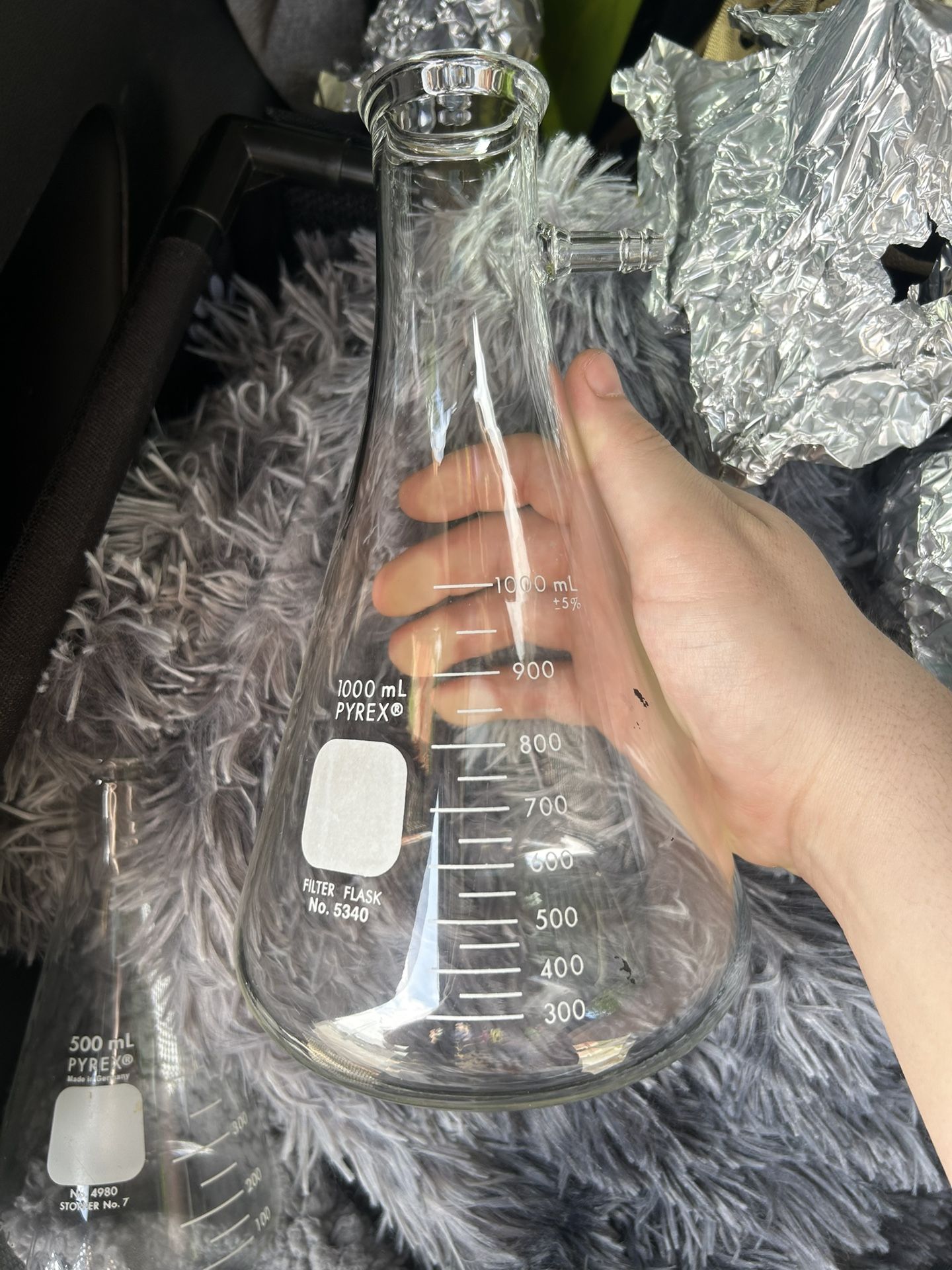 Corning PYREX Glass 1000mL Graduated Heavy Vacuum Filter Flask Sidearm 5340