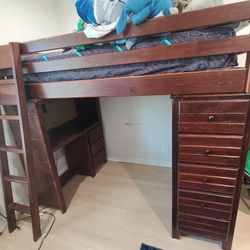 TWIN WOOD BUNK BED WITH DESK