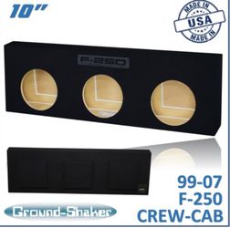 Black 10” Triple Sealed Sub Box, Fits 99-07 Ford F-250 Crew-Cab