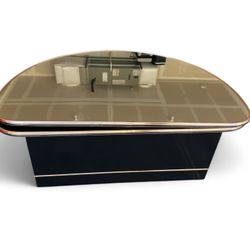 VINTAGE MILO BAUGHMAN STYLE MIRROR TOP SWIVEL COFFEE TABLE