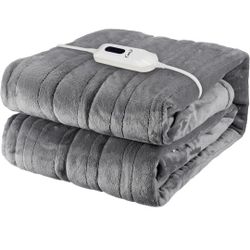 Heated Blanket Electric Throw Blanket- 50''x60'' Heating Blanket Throw 4 Hours Auto-Off & 4 Heating Levels Over-Heat Protection, Machine Washable Flan