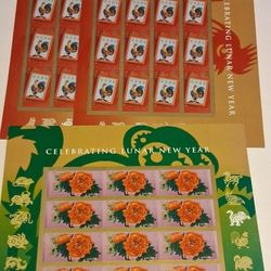 3 COLLECTABLE CHINESE LUNAR NEW YEAR STAMPS 