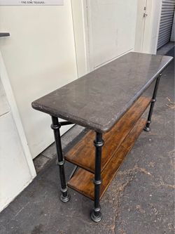 Beautiful marble top with heavy duty iron and solid wood shelves sofa-hall or entry table