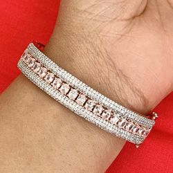 14k Gold Plated Iced Out Openable Bangle  Bracelet 