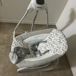 Ingenuity InLighten 2-in-1 Baby Swing & Rocker with Vibrations, Swivel Seat, Easy-Fold, Sounds & Lights