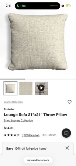 NEW 4 Crate and Barrel Beige Taft Cement sofa pillows / $ per pillow or $65 for all