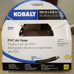 Brand New Kobalt 300 Max PSI 100 Ft X 3/8 Inch PVC Air Hose