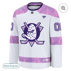 Men's Anaheim Ducks Fanatics White 2024 Hockey Fights Cancer Custom Practice Jersey M