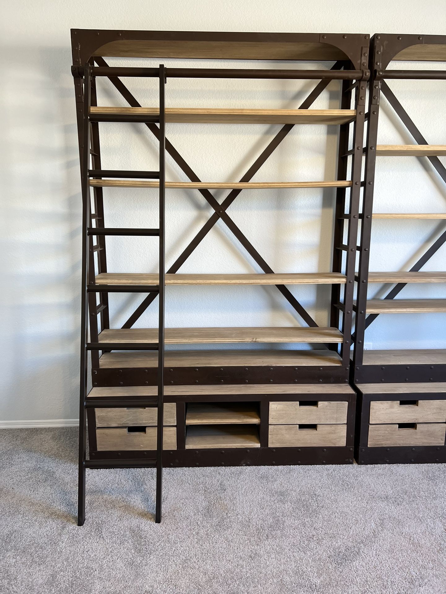 Restoration hardware on sale bookcase with ladder