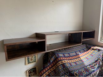 Modern Floating Wall-Mounted furniture with Storage Shelves – Rustic Walnut