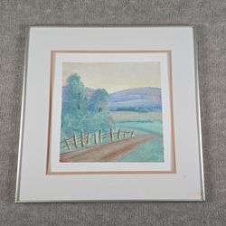 Framed Landscape Art Soft Pastel Colors 21x21