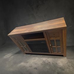 Media tv stand with electric fire place