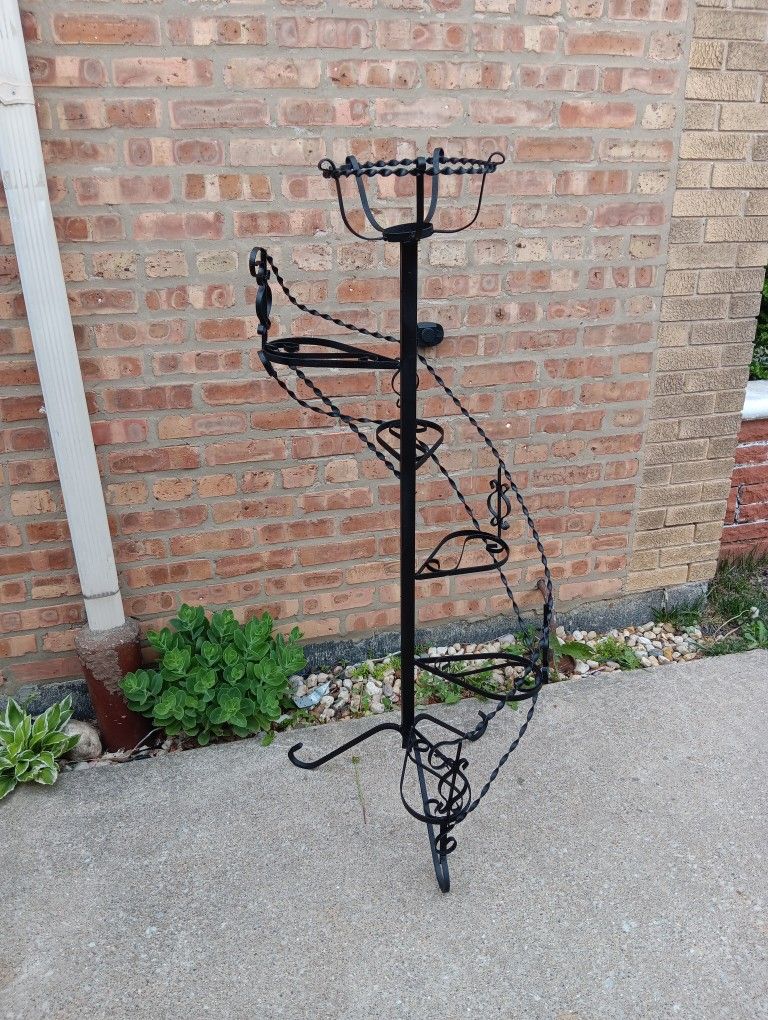 51" Mid Century Wrought Iron Spiral Staircase 6 Plant Holder Stand