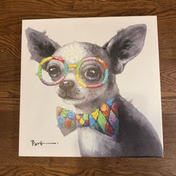 Chihuahua Wearing Glasses Canvas Art