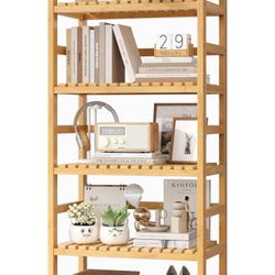 Bamboo Shelf, Bamboo Bookcase with Adjustable Shelves