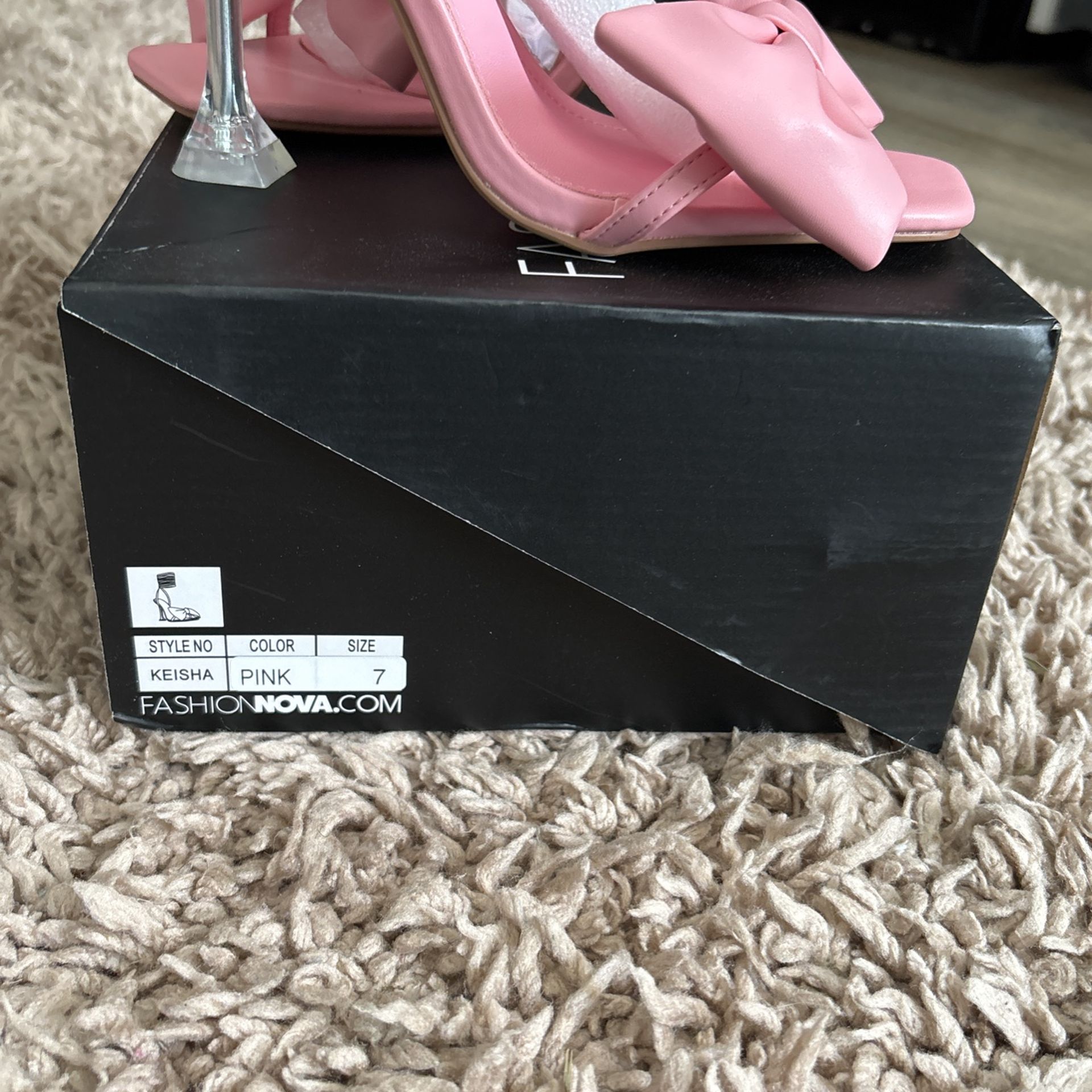 Pink Strap Clear Heels