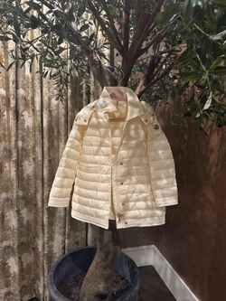 Moncler Girls’ Ivory Quilted Jacket — Fits Ages 4–5