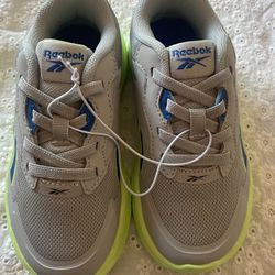 Kids Reebok Shoes Size 9K Gray and Neon Green 
