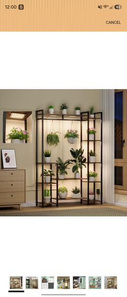 Shelving unit with plant lights
