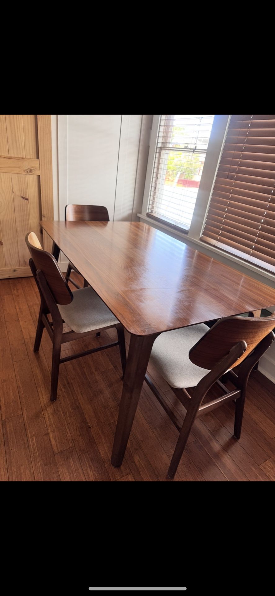 Mid Century Modern Wood Table 3 Chairs
