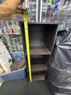 3-Shelf Dark Wood Grain Bookcase / Shelving Unit – 36" H x 12.5" W x 11.5"