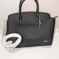 Lacoste Black Purse Vegan Leather 