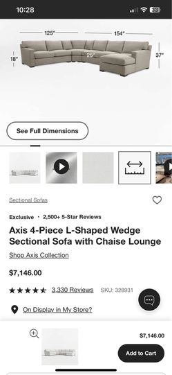 Axis L shaped couch with wedge and chaise from Crate and Barrel