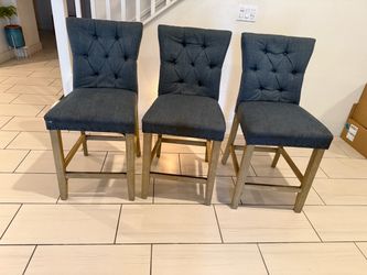 Set of 3 Tufted Counter Height Bar Stools