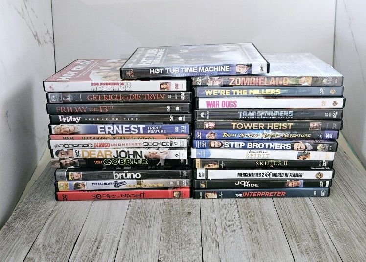 Set of 25 DVDs Crime, Drama, Martial Arts, Comedy, Mystery. Scary funny thrilling movie set. Some new, some used in excellent condition. No chips or s